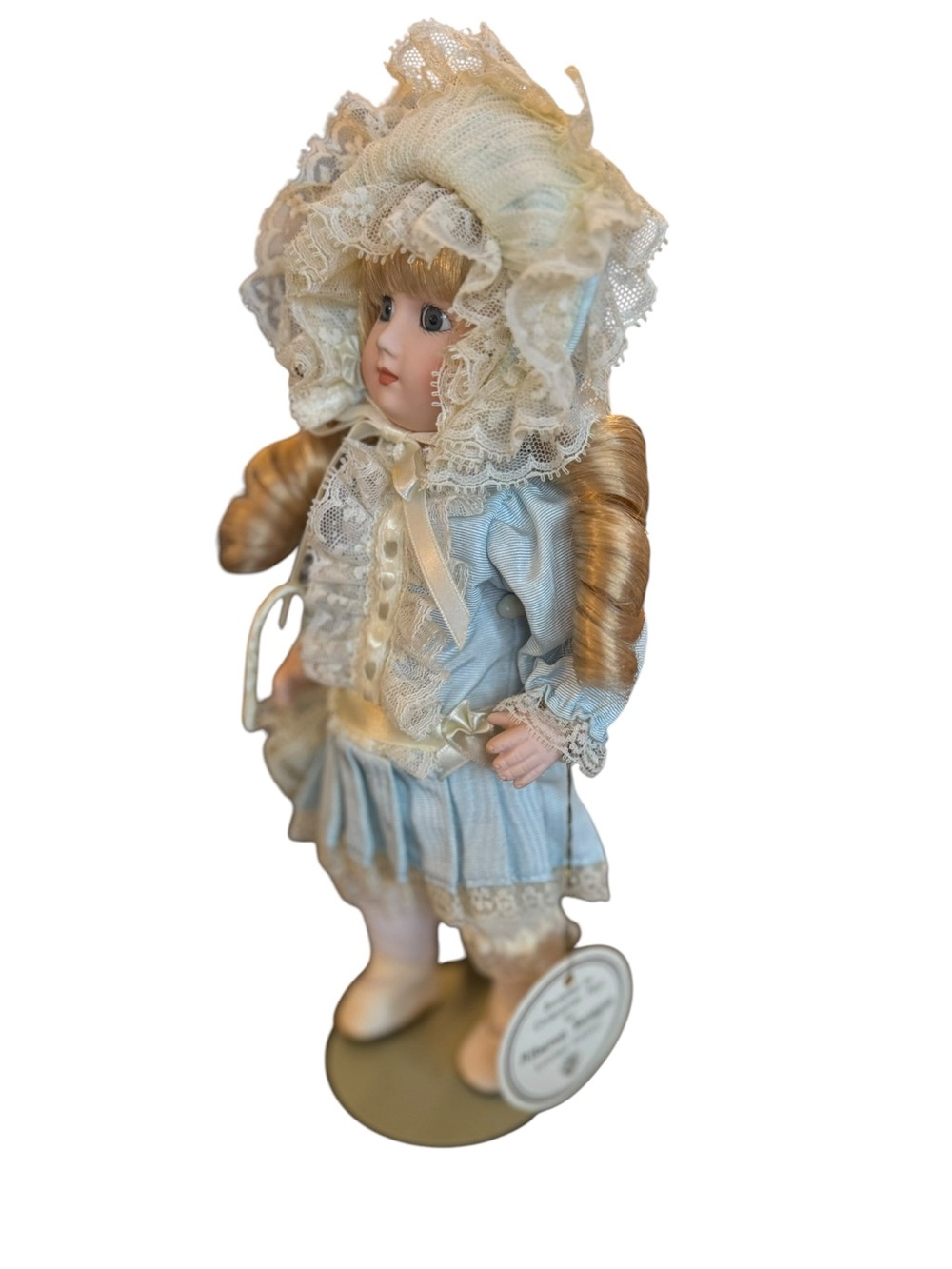 Limited Edition Alberon Zoe Porcelain Collectible Doll in Pale Blue Lace Outfit - Picture 8 of 16